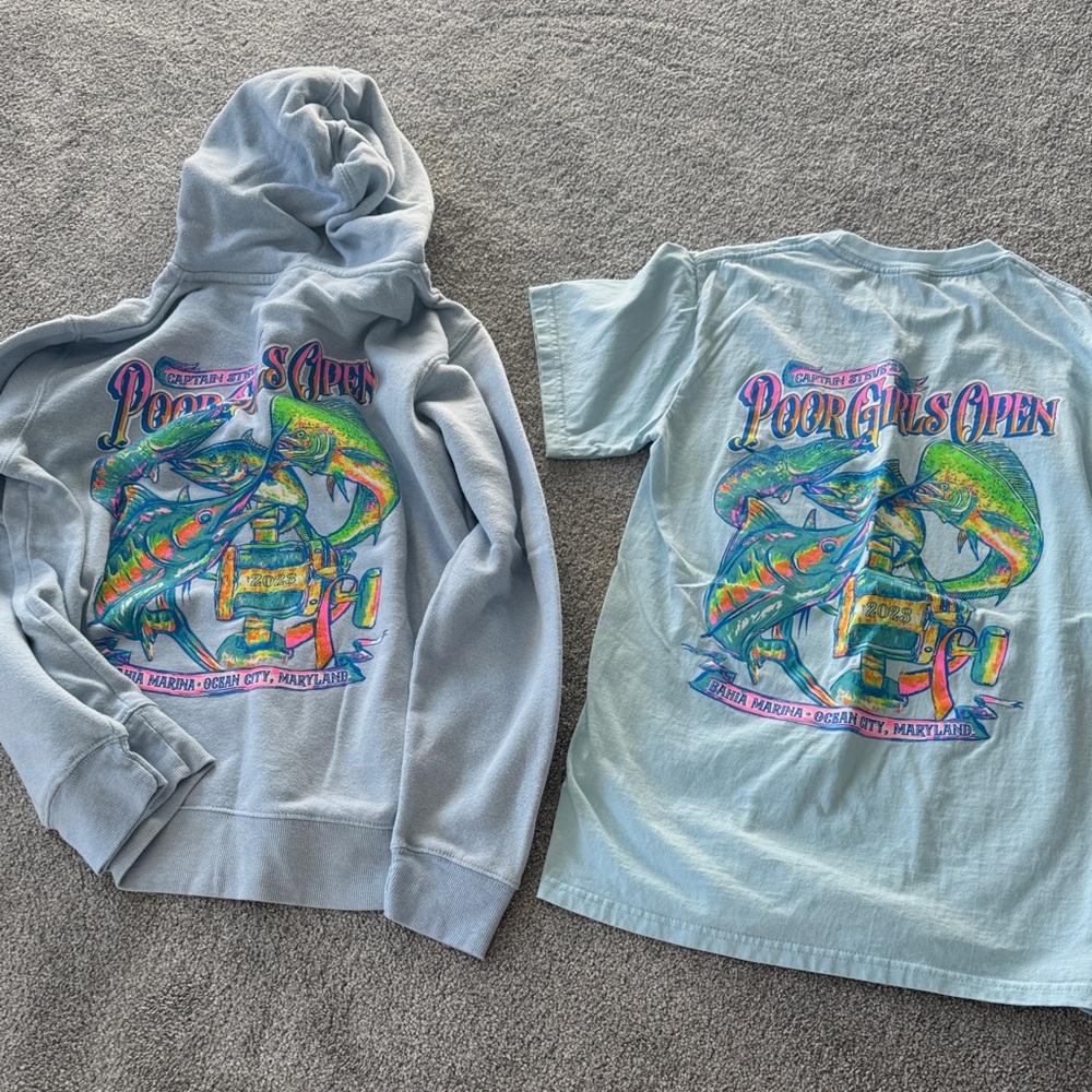 Blue Graphic Hoodie and T-Shirt Set
